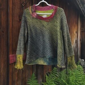 Joyce Seppala hand dyed Distressed cotton pullover